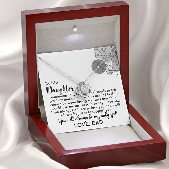 To My Daughter- Silver Loveknot Necklace-My Baby Girl