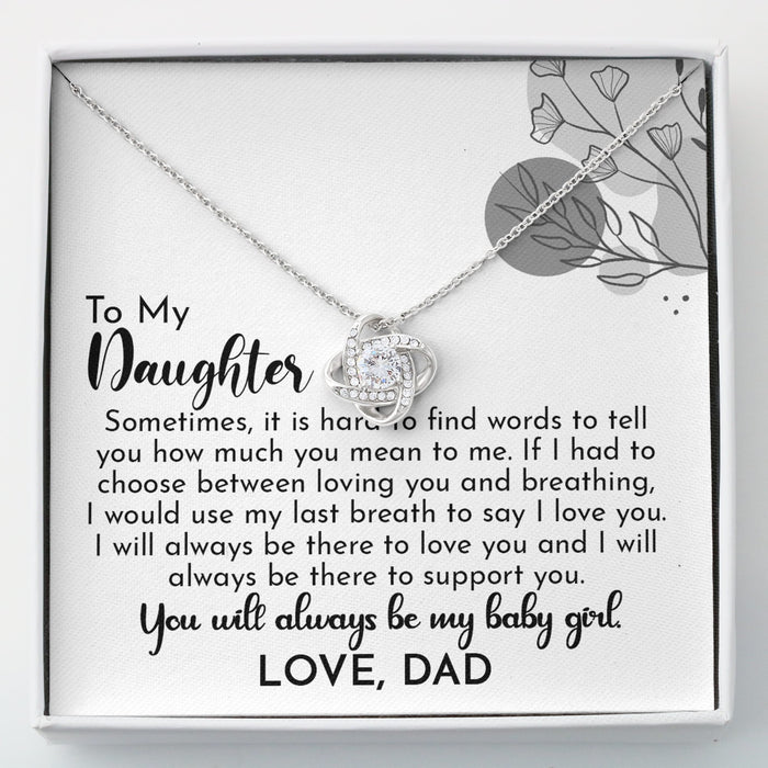 To My Daughter- Silver Loveknot Necklace-My Baby Girl