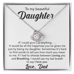 To My Beautiful Daughter- Loveknot Necklace-I Love You - luxoz