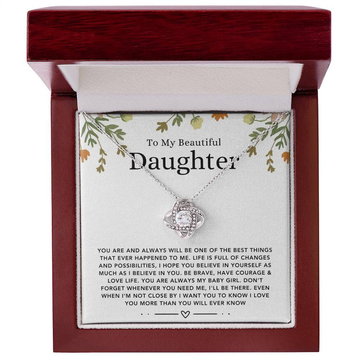 To My Beautiful Daughter-Loveknot Necklace-I Love You More Than You Will Ever Know