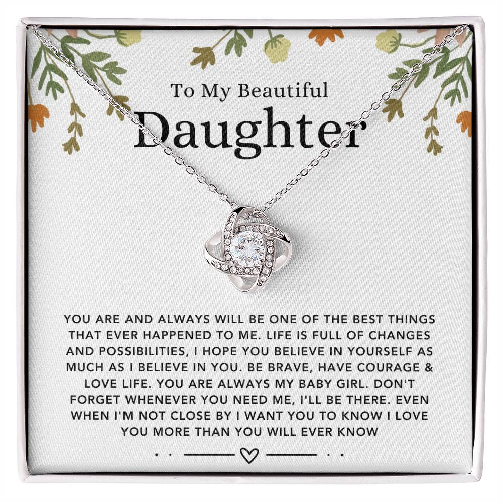 To My Beautiful Daughter-Loveknot Necklace-I Love You More Than You Will Ever Know - luxoz