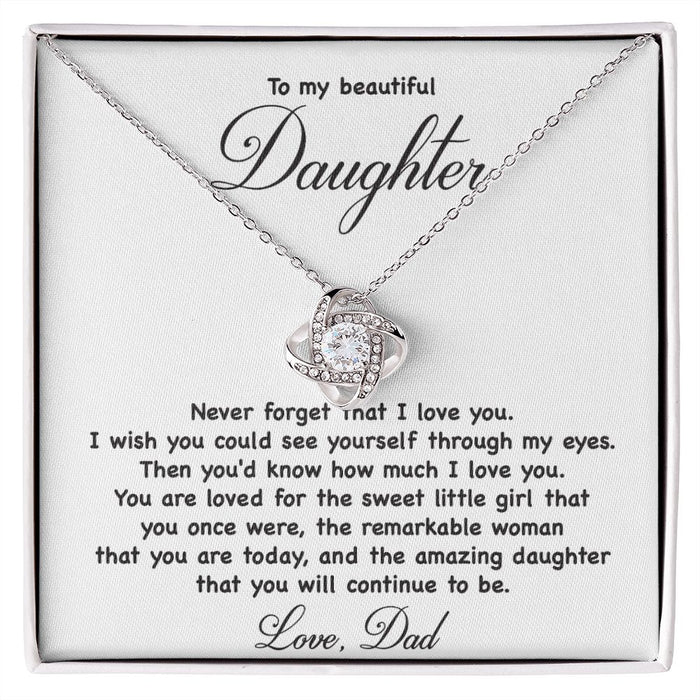 Necklace For Daughter-Silver Loveknot Necklace