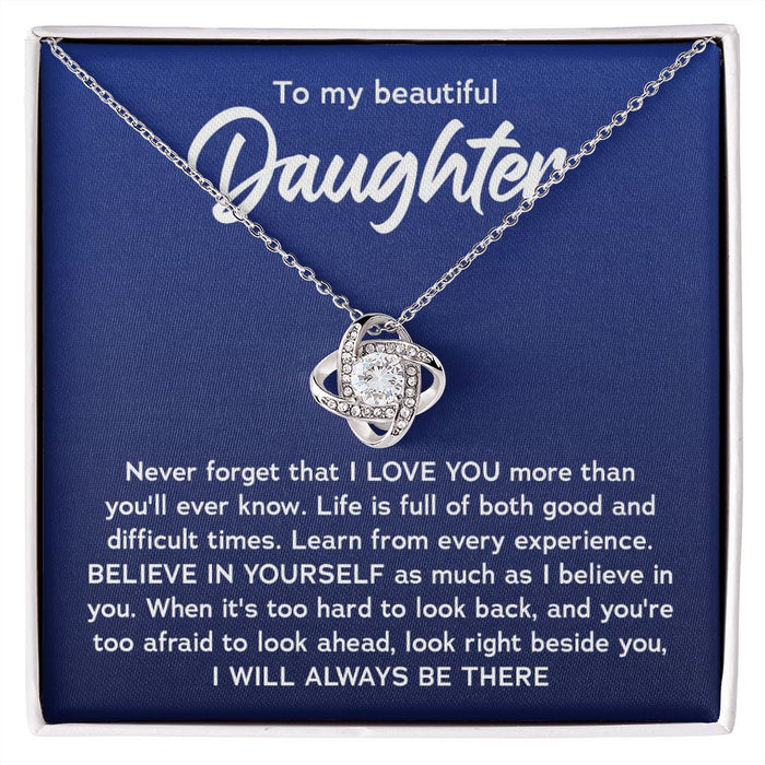 Necklace For Daughter From Parents-Loveknot Necklace-Silver Plated