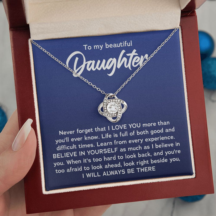 Necklace For Daughter From Parents-Loveknot Necklace-Silver Plated