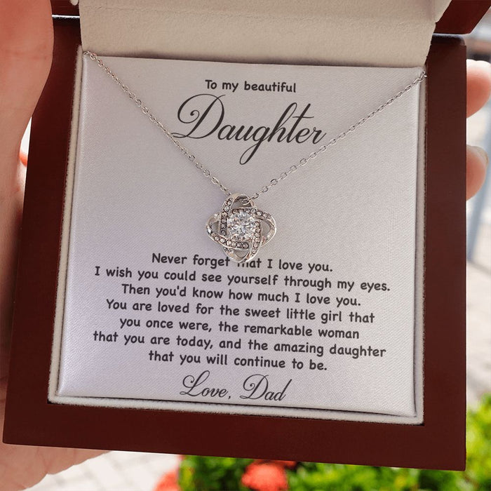 Necklace For Daughter-Silver Loveknot Necklace