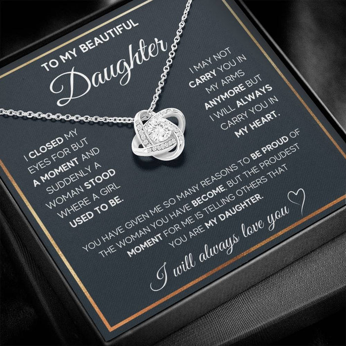 To My Beautiful Daughter-Loveknot Necklace- You Are My Daughter