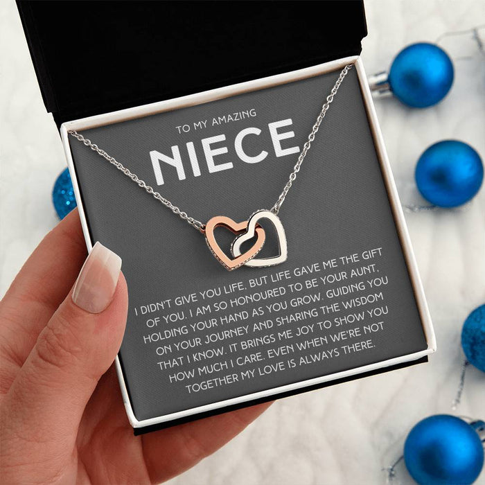To My Beautiful Niece: Interlocking Hearts Necklace