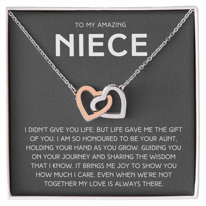 To My Beautiful Niece: Interlocking Hearts Necklace