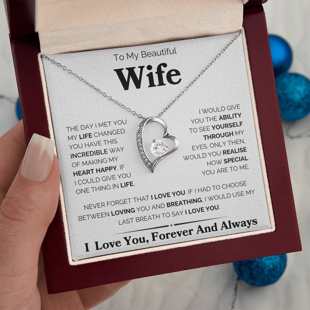 To My Beautiful Wife- Forever Love Necklace-The Day I Met You - luxoz
