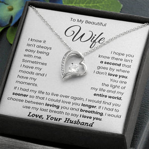 To My Beautiful Wife-Loveknot Necklace- My Life And My Entire World - luxoz