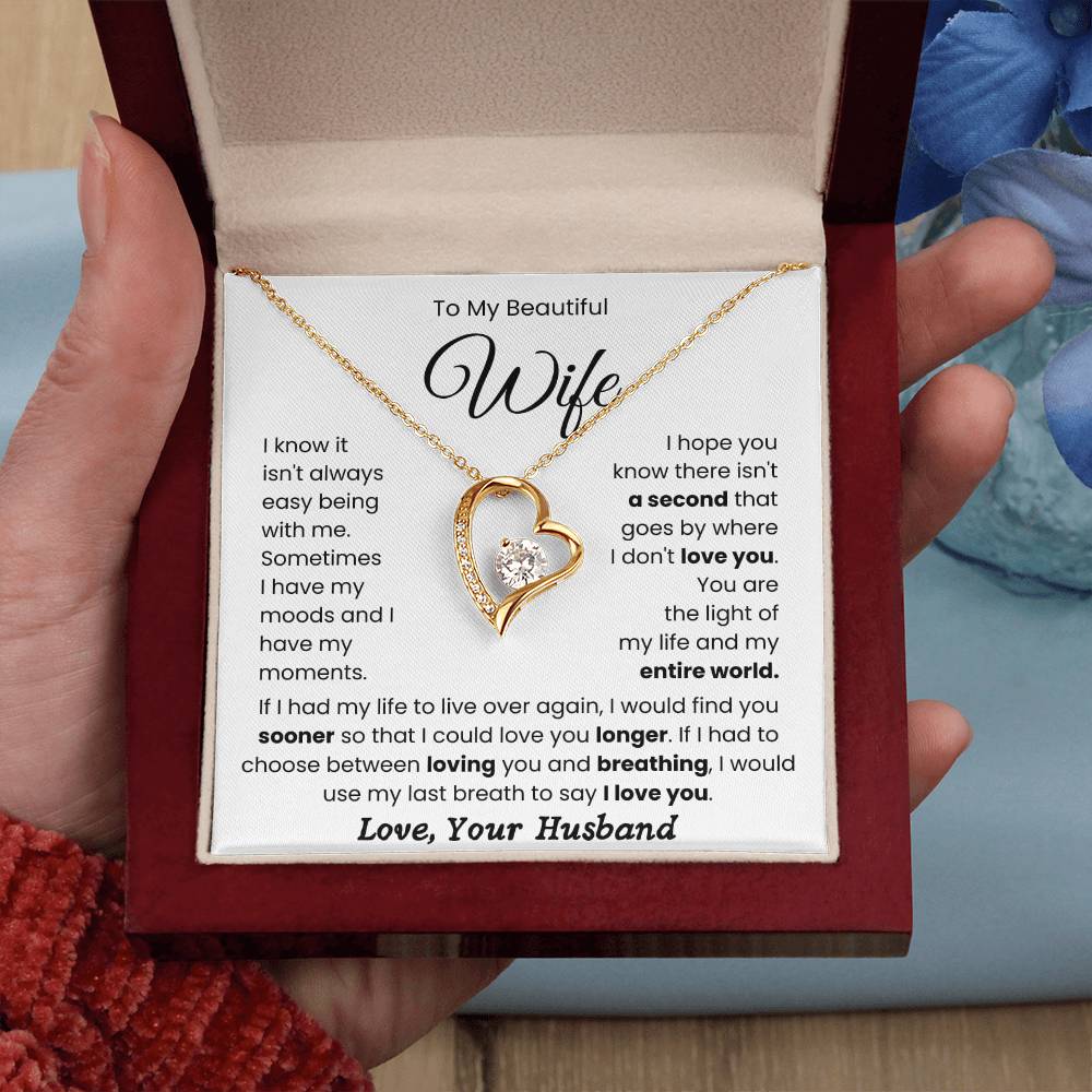 To My Beautiful Wife-Loveknot Necklace- My Life And My Entire World - luxoz