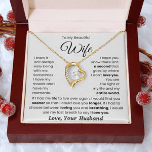 To My Beautiful Wife-Loveknot Necklace- My Life And My Entire World - luxoz