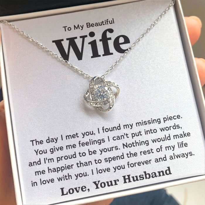 To My Beautiful Wife- Loveknot Necklace- The Day I Met You