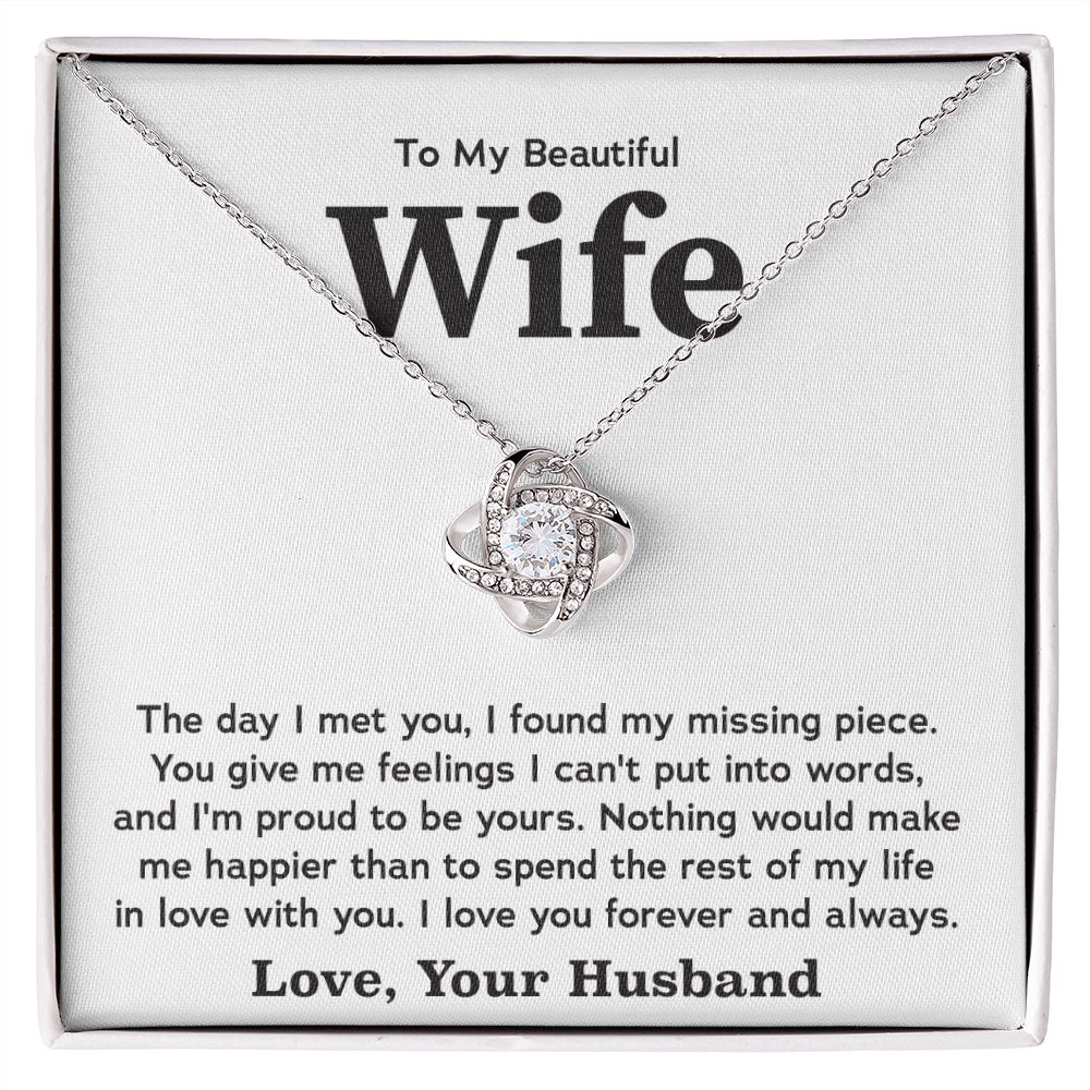 To My Beautiful Wife- Loveknot Necklace- The Day I Met You - luxoz