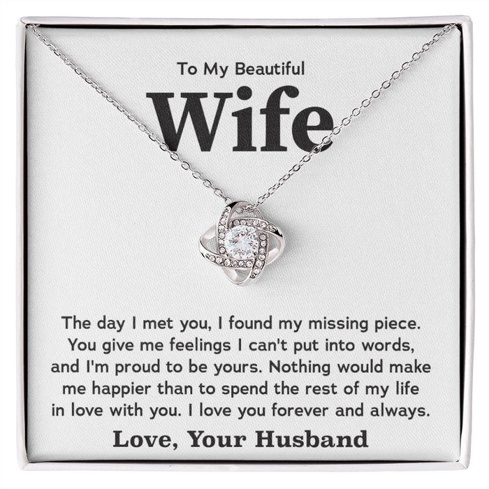 To My Wife Necklace-Loveknot Necklace Silver Plated