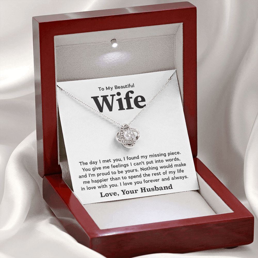 To My Beautiful Wife- Loveknot Necklace- The Day I Met You - luxoz