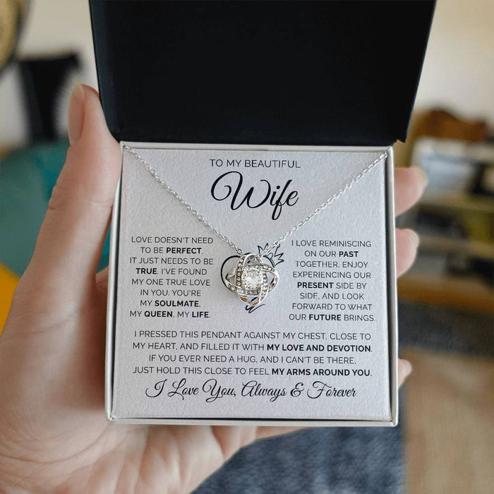 To My Beautiful Wife- Loveknot Necklace- To Feel My Arms Around You