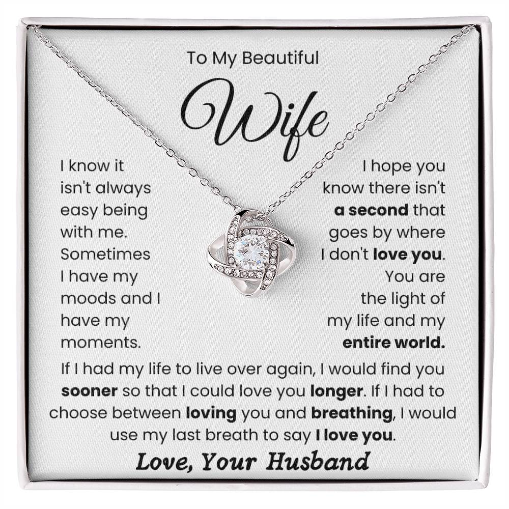 To My Beautiful Wife-Loveknot Necklace-You Are The Light Of My Life - luxoz