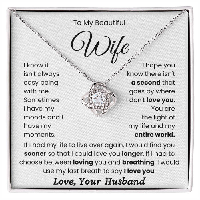 To My Beautiful Wife-Loveknot Necklace-You Are The Light Of My Life