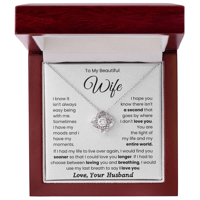 To My Beautiful Wife-Loveknot Necklace-You Are The Light Of My Life