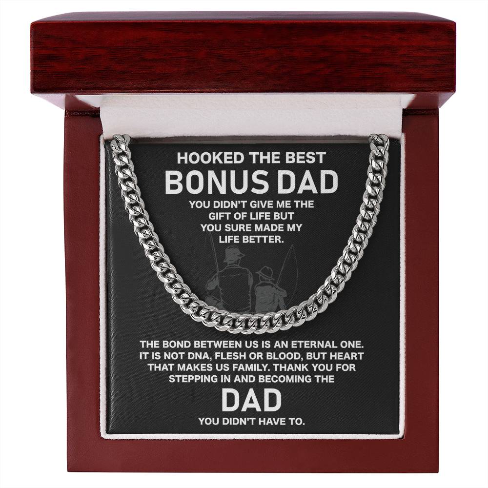 To My Bonus Dad-Stainless Steel Cuban Chain Necklace - luxoz