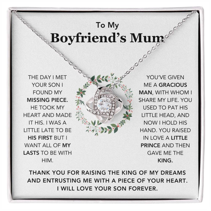 To My Boyfriend's Mum- Loveknot Necklace- I Will Love Your Son Forever