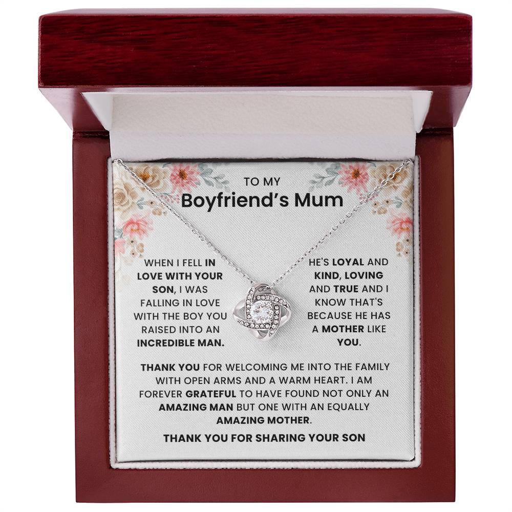 To My Boyfriends's Mum-Loveknot Necklace- He's Loyal And Kind - luxoz