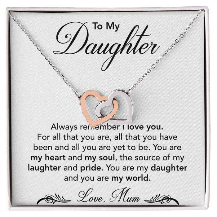 To My Daughter Jewellery-Two Hearts Necklace-Rose Gold Polished