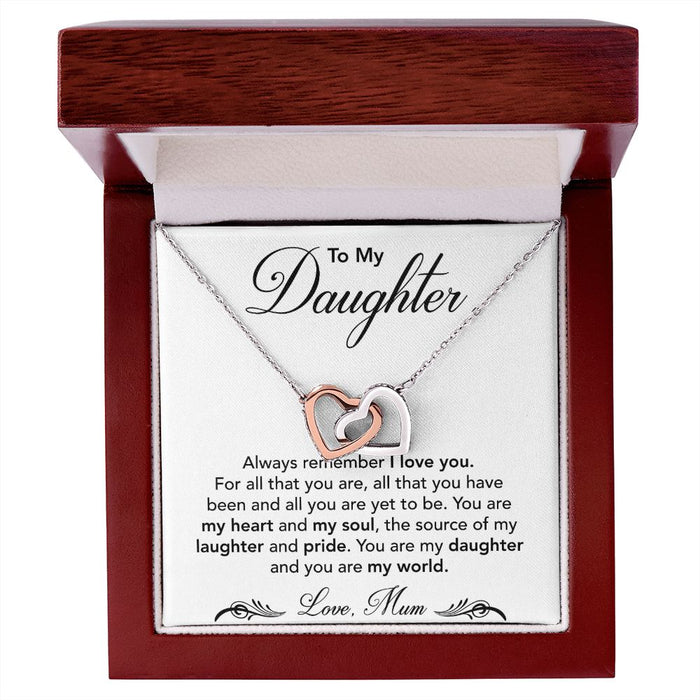 To My Daughter Jewellery-Two Hearts Necklace-Rose Gold Polished