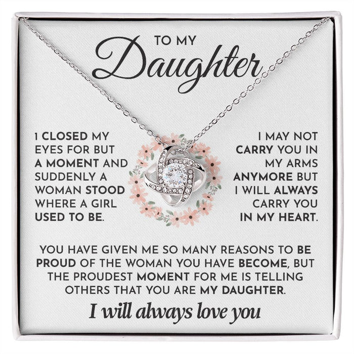 To My Daughter Necklace-Loveknot Necklace-I Closed My Eyes