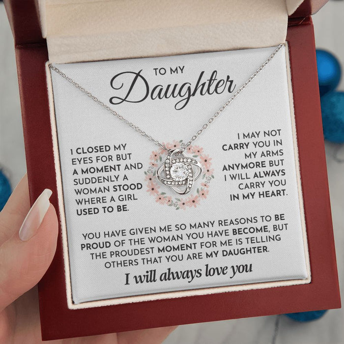 To My Daughter Necklace-Loveknot Necklace-I Closed My Eyes