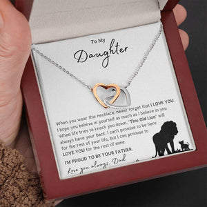 To My Daughter-Dad And Daughter Hearts Linked Forver Neckalce - luxoz