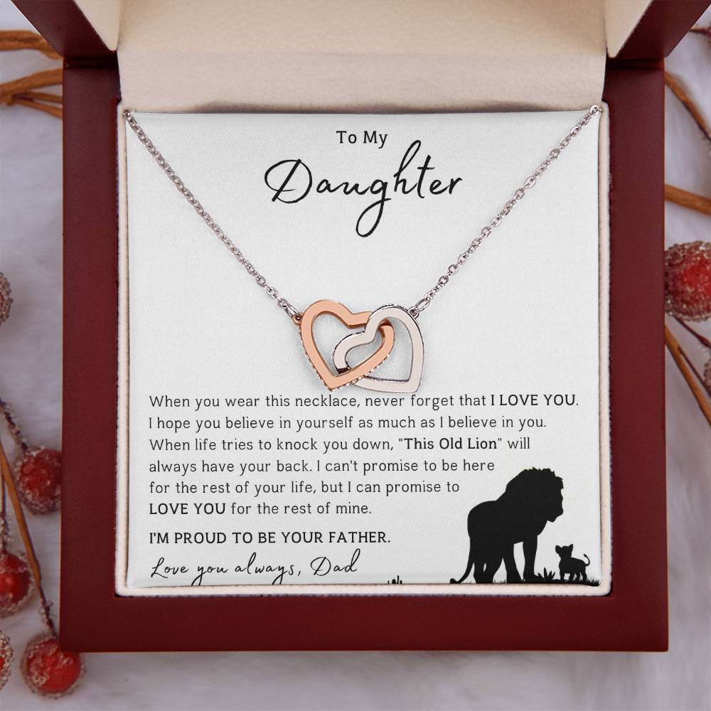 To My Daughter-Dad And Daughter Hearts Linked Forver Neckalce - luxoz