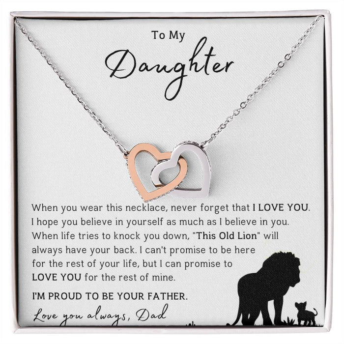 To My Daughter-Dad And Daughter Hearts Linked Forver Neckalce