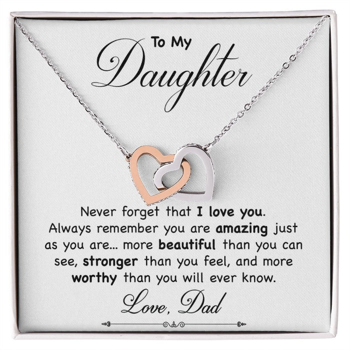 To My Daughter- Interlocking Hearts Necklace From Dad