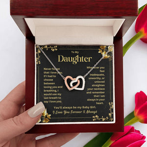 To My Daughter- Interlocking Hearts Necklace-You Will Always Be My Baby Girl - luxoz
