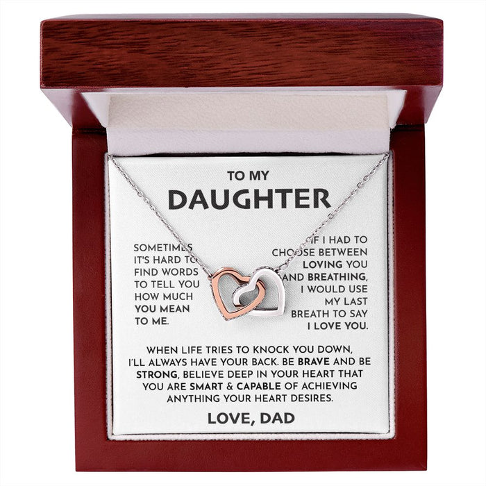 To My Daughter- Interlocking Hearts Necklace From Dad