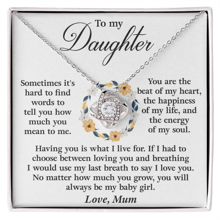 To My Daughter -Loveknot Necklace-Silver Necklace
