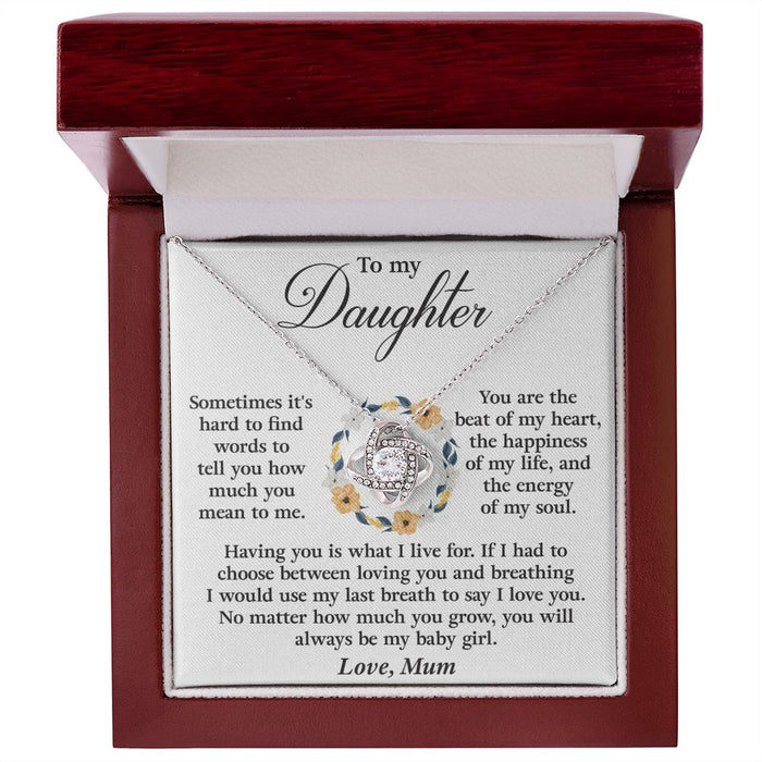 To My Daughter -Loveknot Necklace-Silver Necklace