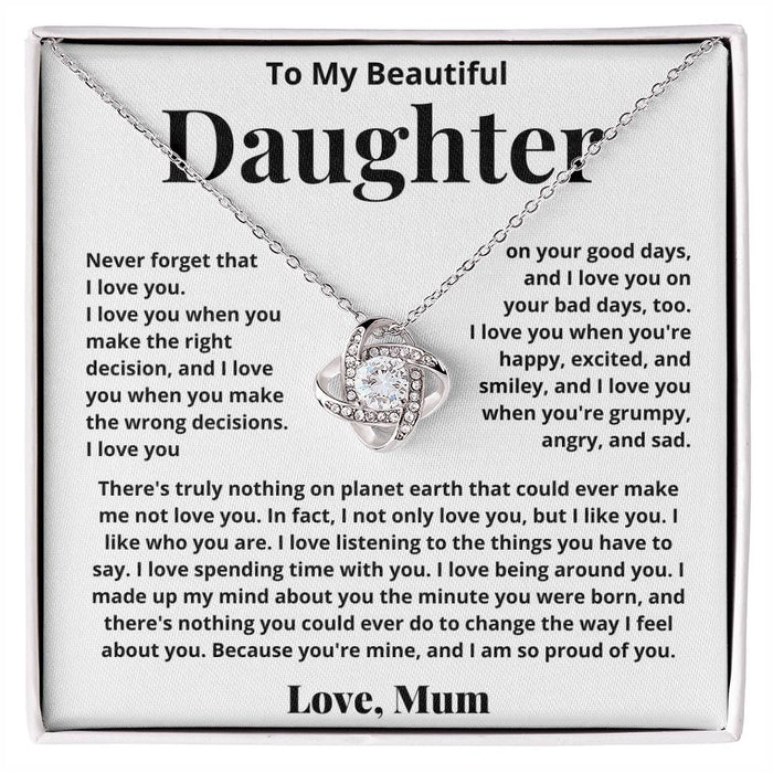 To My Daughter-Loveknot Necklace-Because Are Mine