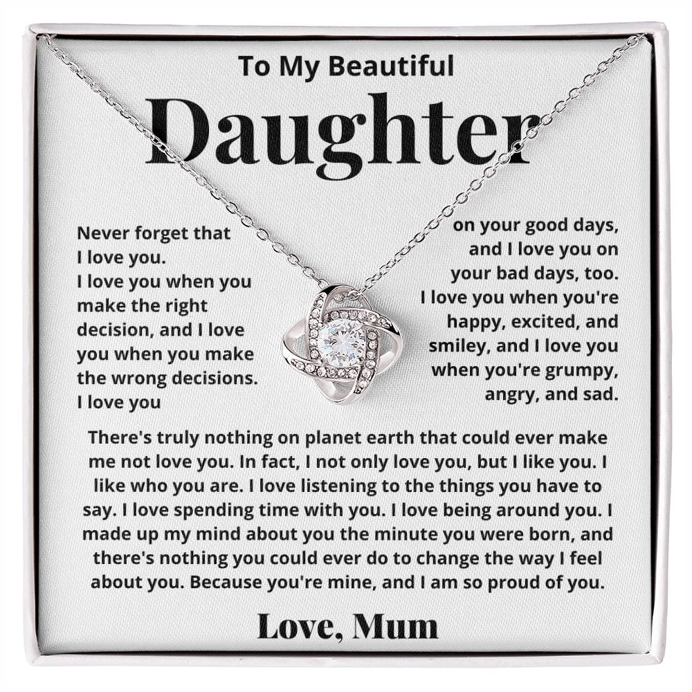 To My Daughter-Loveknot Necklace-Because Are Mine - luxoz