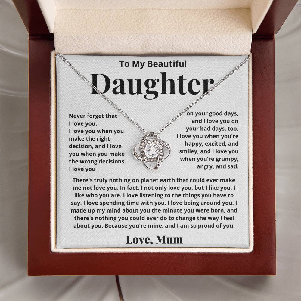 To My Daughter-Loveknot Necklace-Because Are Mine - luxoz