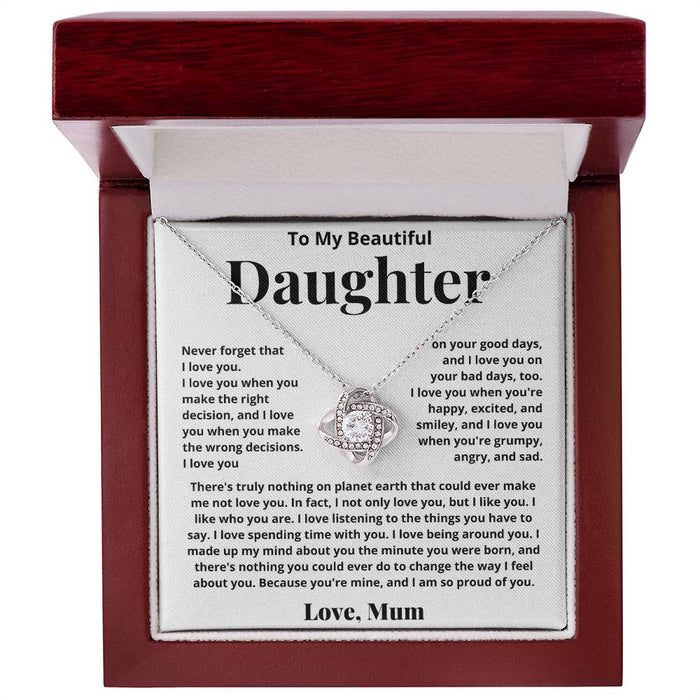 To My Daughter-Loveknot Necklace-Because Are Mine