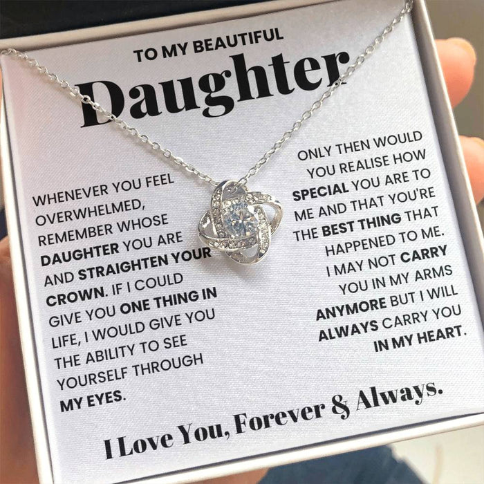 To My Daughter- Loveknot Necklace-Carry You In My Heart