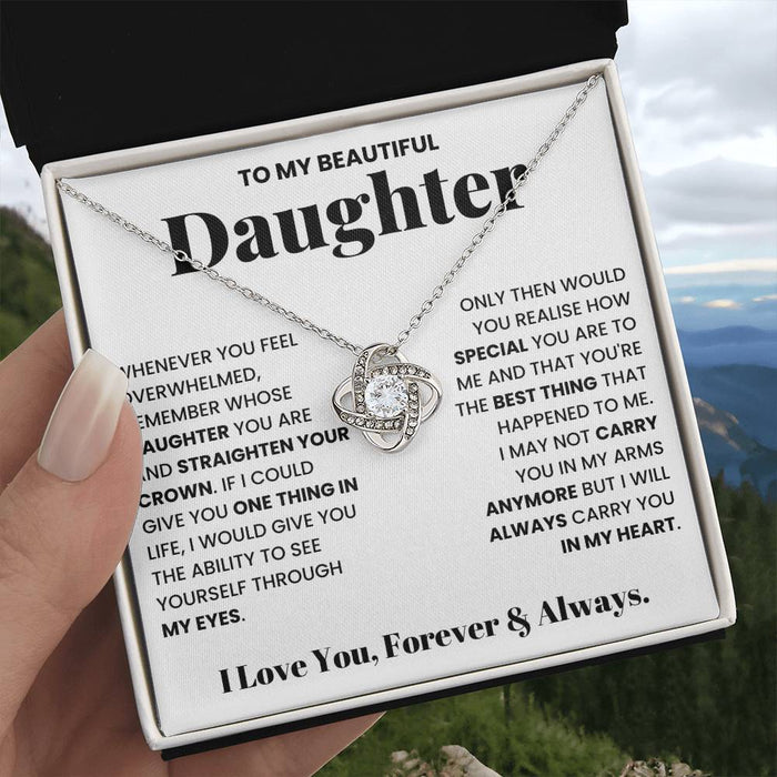 To My Daughter- Loveknot Necklace-Carry You In My Heart