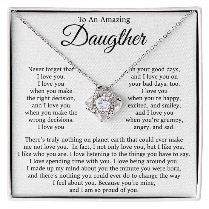 To My Daughter- Loveknot Necklace- I Am Proud Of You
