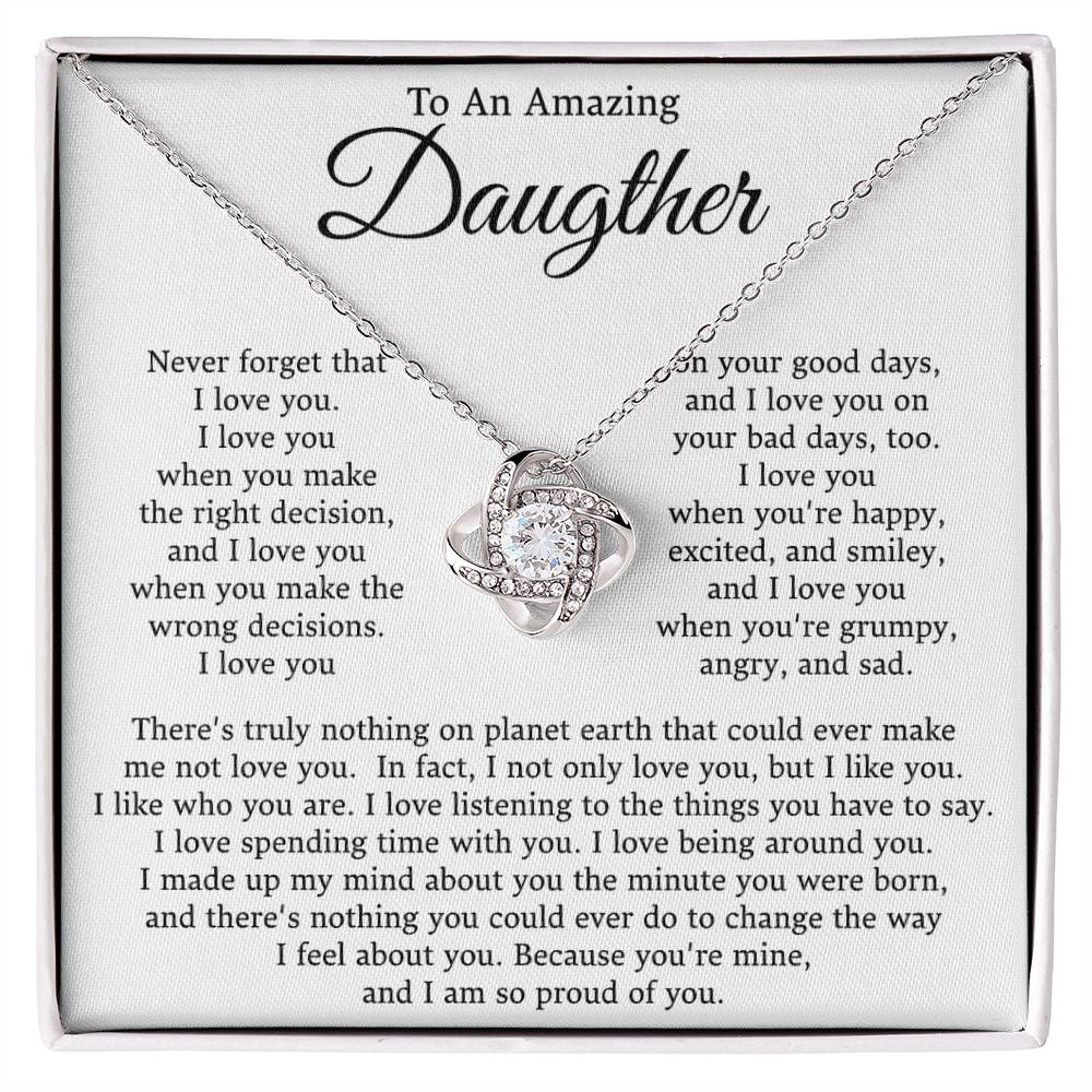 To My Daughter- Loveknot Necklace- I Am Proud Of You - luxoz