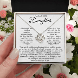 To My Daughter- Loveknot Necklace- I Am Proud Of You - luxoz