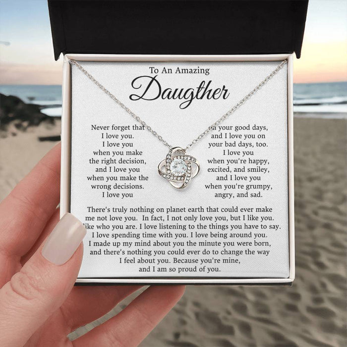 To My Daughter- Loveknot Necklace- I Am Proud Of You