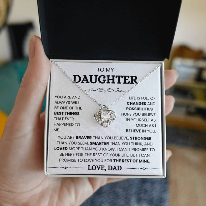 To My Daughter-Loveknot Necklace-I Can't Promise To Be Here